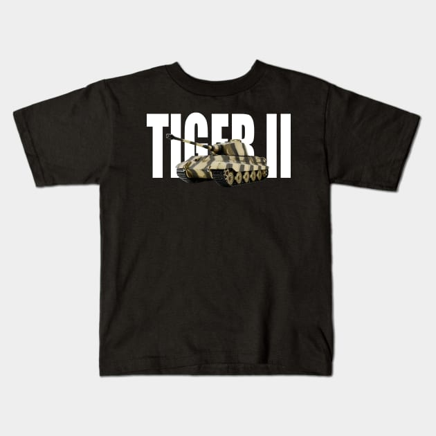 German King Tiger II MBT Tank Kids T-Shirt by Dirty Custard Designs 